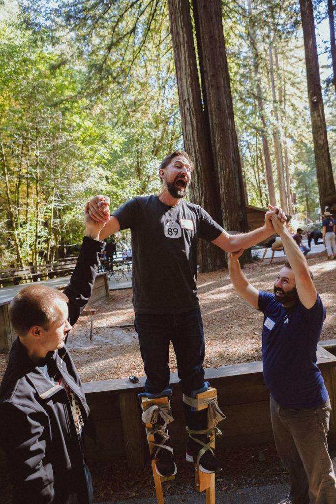 A player mid-challenge at Color Olympics